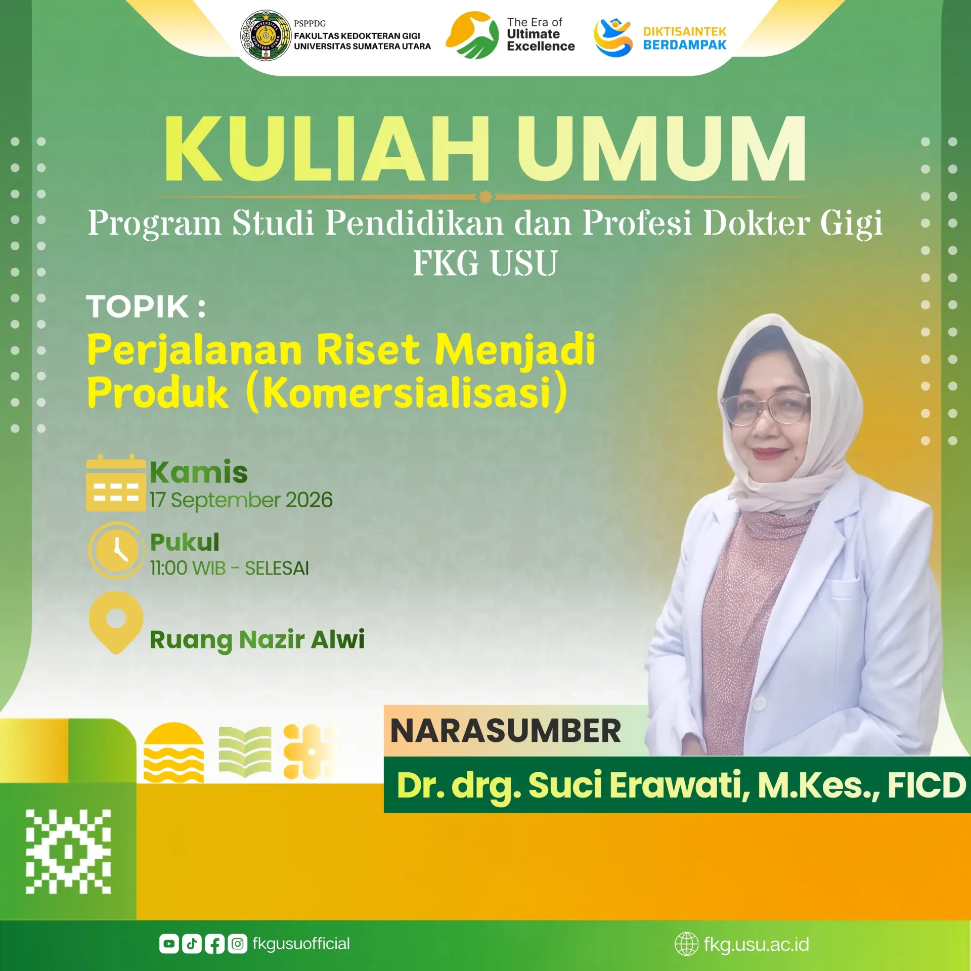 KULIAH UMUM PROGRAM STUDI PENDIDIKAN DAN PROFESI DOKTER GIGI FKG USU September 2026